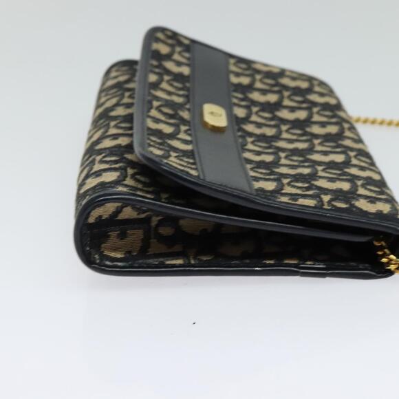 DIOR Trotter Canvas Chain Shoulder Bag Navy Gold - Picture 5 of 12